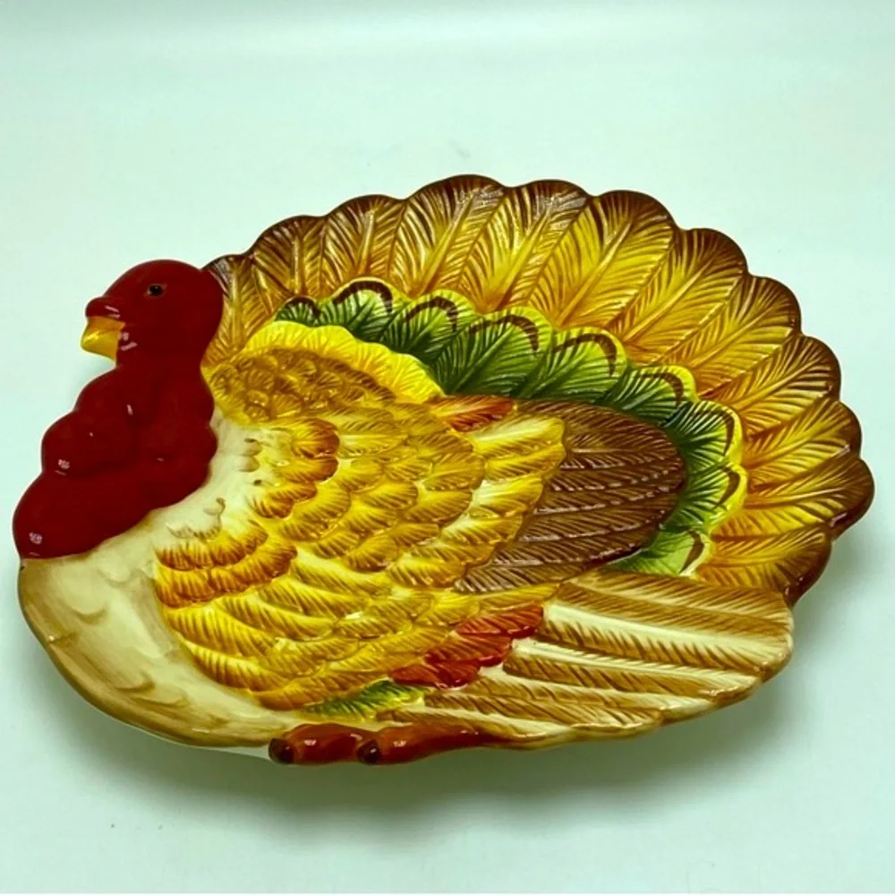 Pier One Majolica Style Turkey Plate